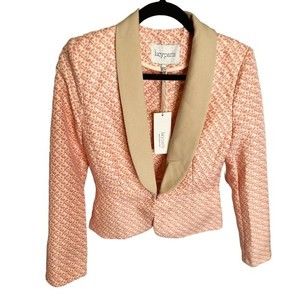 Lucy Paris Pink and White Geometric Textile Blazer Medium New